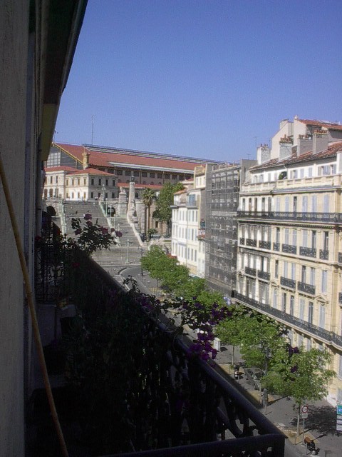 view from balcony, towards St. Charles train station